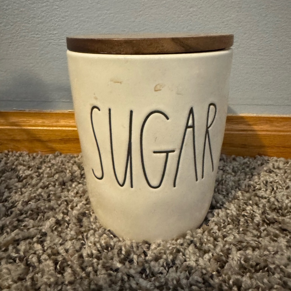 Rae Dunn Cream Sugar Canister with Brown Lid